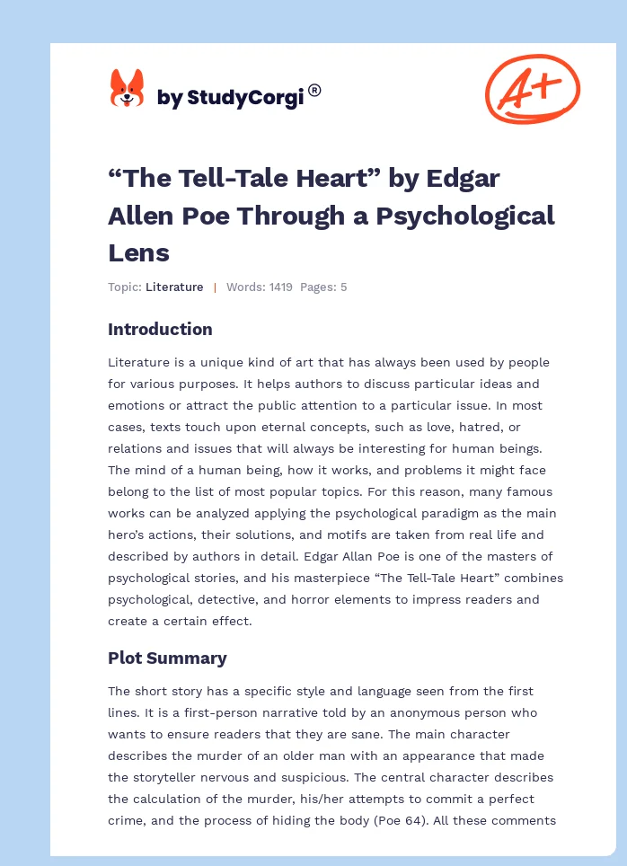 “The Tell-Tale Heart” by Edgar Allen Poe Through a Psychological Lens. Page 1