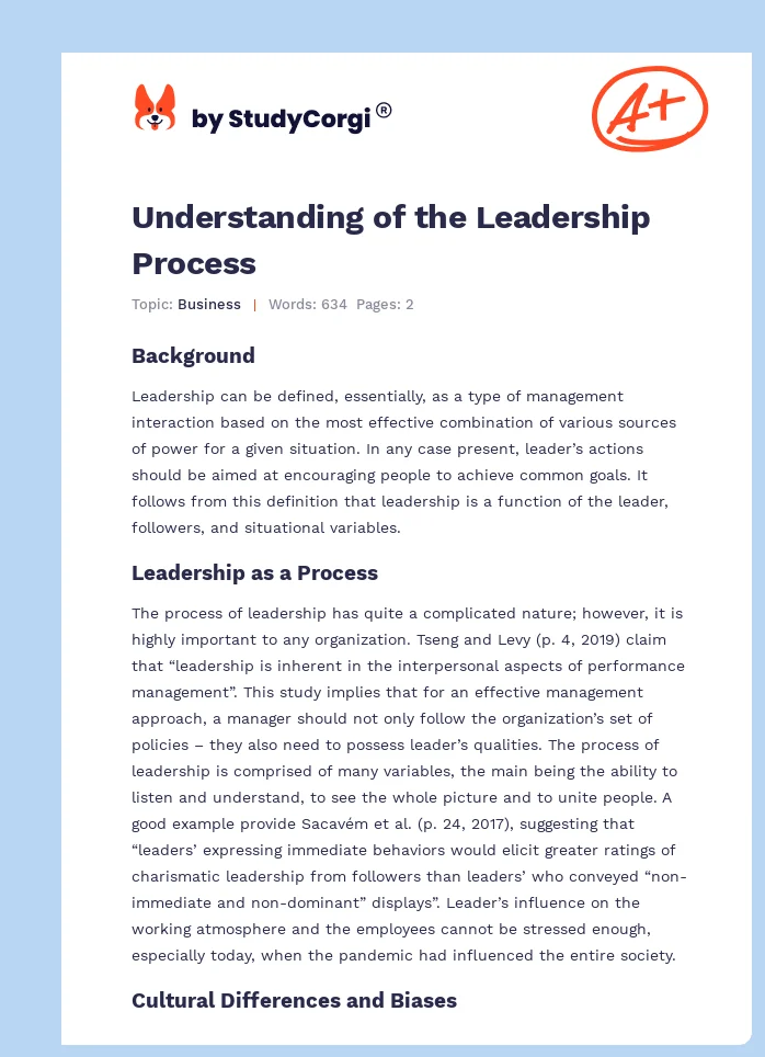 Understanding of the Leadership Process. Page 1