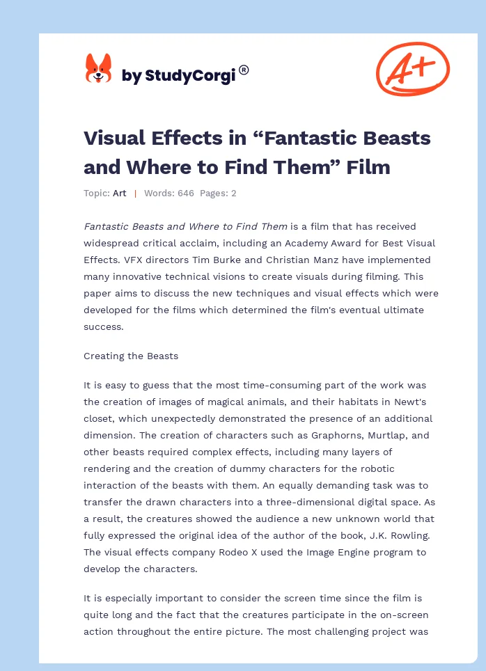 Visual Effects in “Fantastic Beasts and Where to Find Them” Film. Page 1