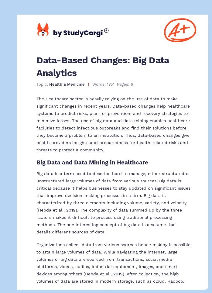 Data-Based Changes: Big Data Analytics. Page 1