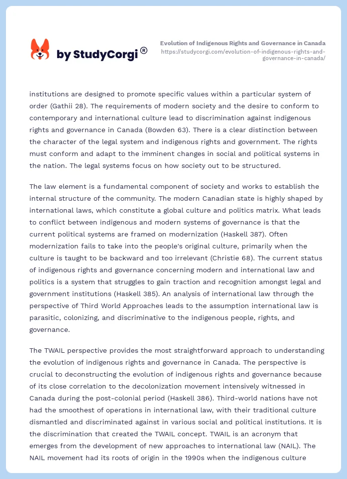 Evolution of Indigenous Rights and Governance in Canada. Page 2