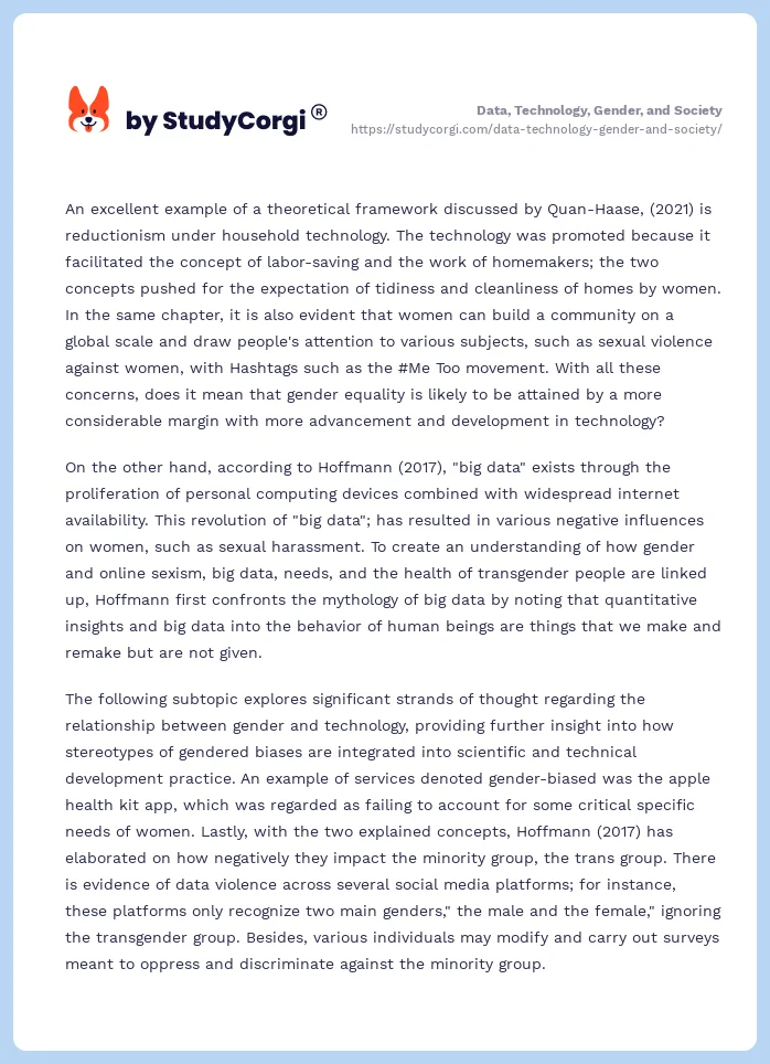 Data, Technology, Gender, and Society. Page 2