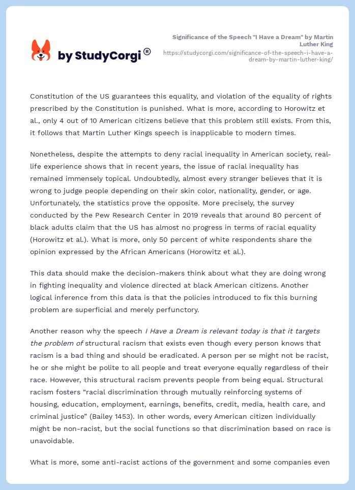 Significance of the Speech "I Have a Dream" by Martin Luther King. Page 2