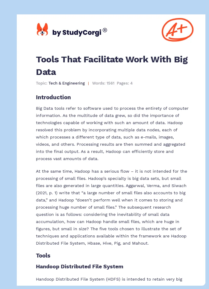 Tools That Facilitate Work With Big Data. Page 1