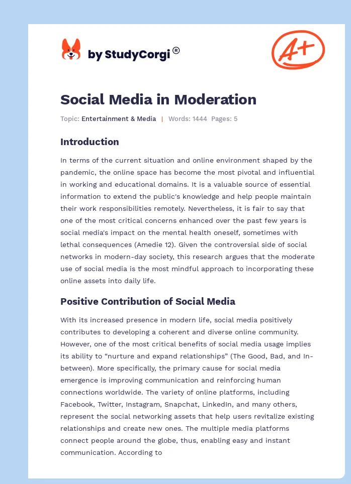 Social Media in Moderation. Page 1