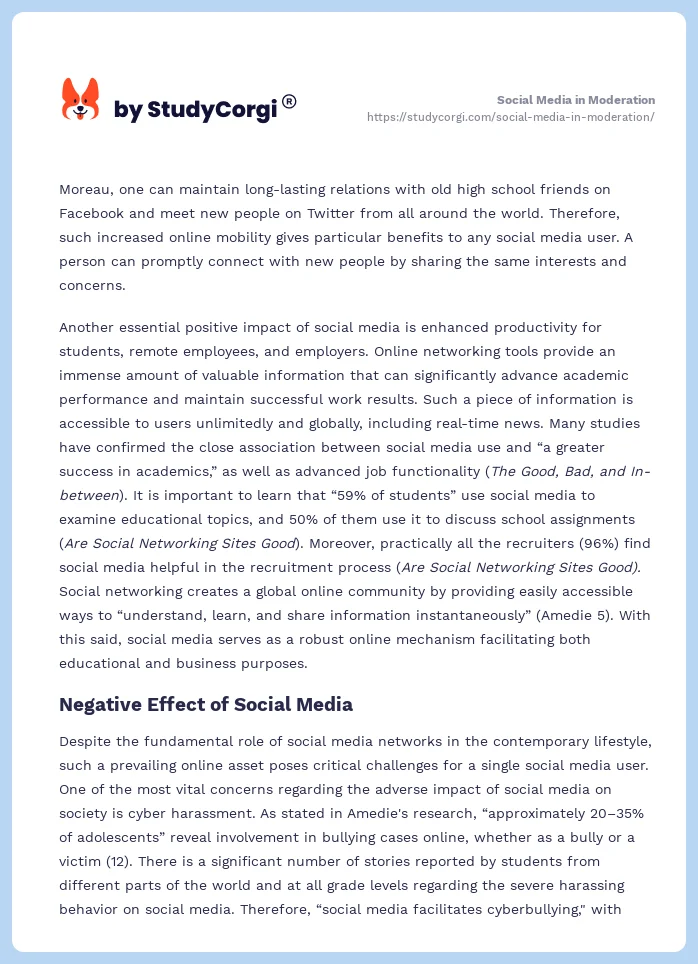Social Media in Moderation. Page 2