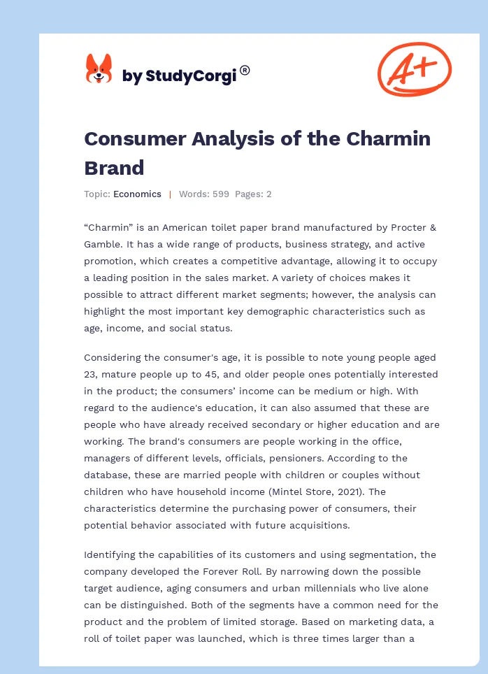 Consumer Analysis of the Charmin Brand. Page 1