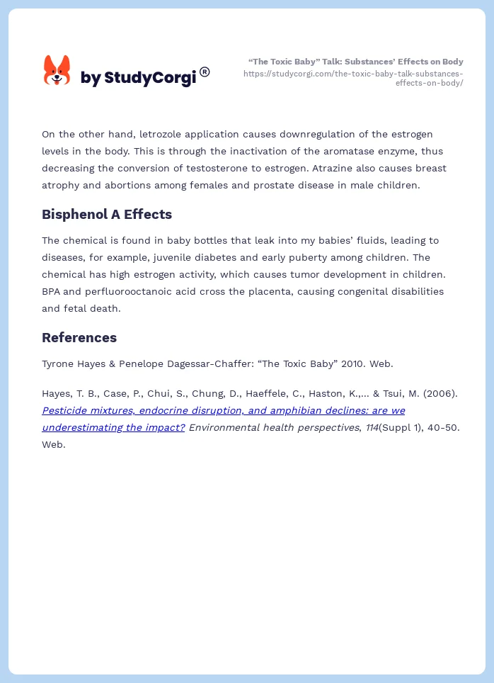 “The Toxic Baby” Talk: Substances’ Effects on Body. Page 2