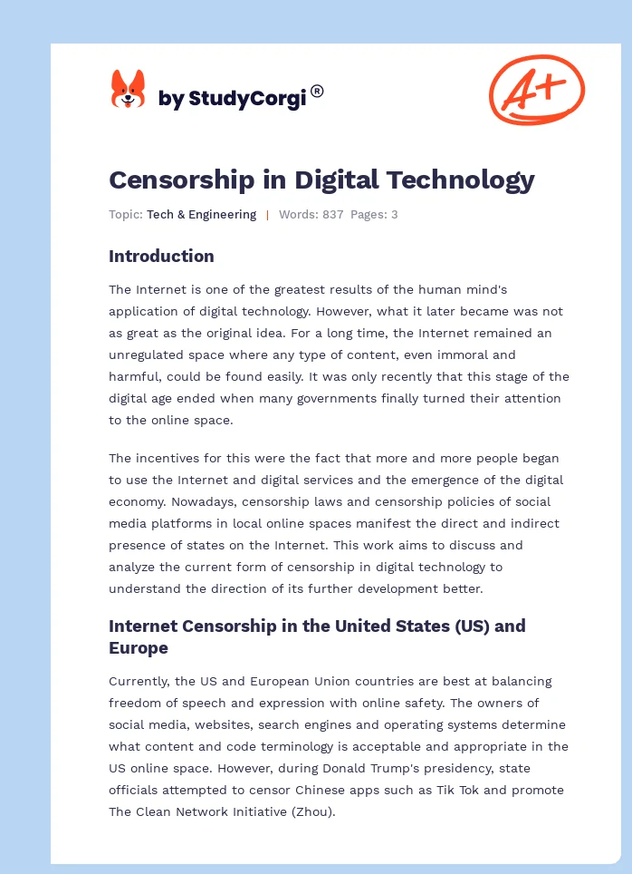 Censorship in Digital Technology. Page 1