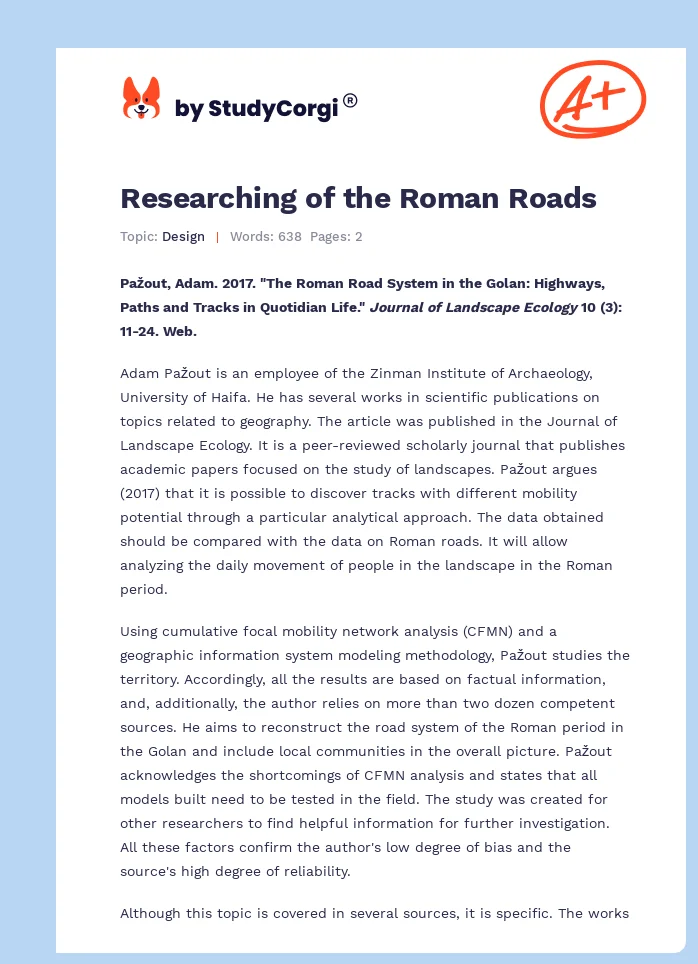 Researching of the Roman Roads. Page 1