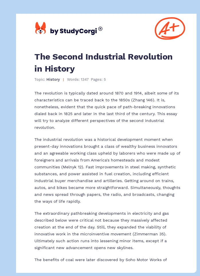 The Second Industrial Revolution in History. Page 1