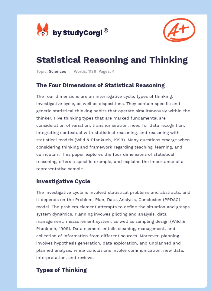 Statistical Reasoning and Thinking. Page 1