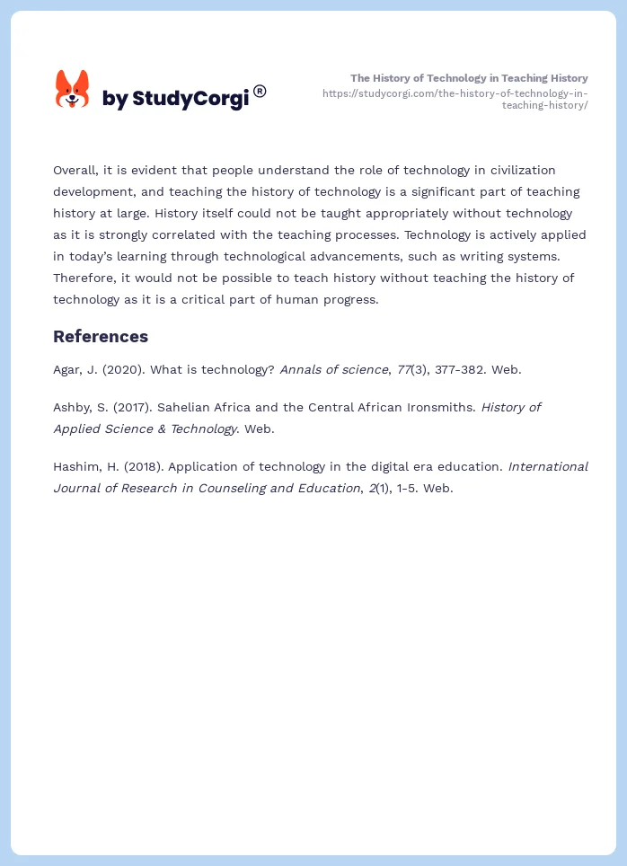 The History of Technology in Teaching History. Page 2