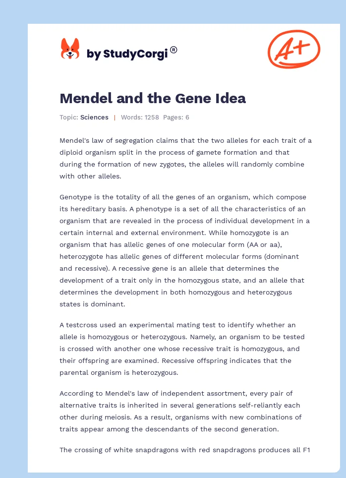 Mendel and the Gene Idea. Page 1