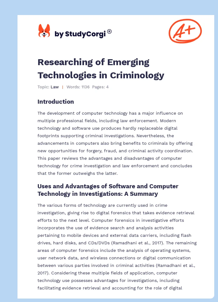 Researching of Emerging Technologies in Criminology. Page 1