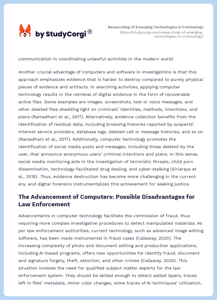Researching of Emerging Technologies in Criminology. Page 2
