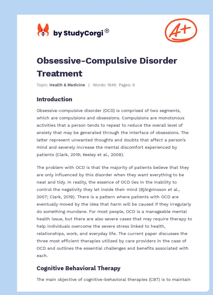 Obsessive-Compulsive Disorder Treatment. Page 1