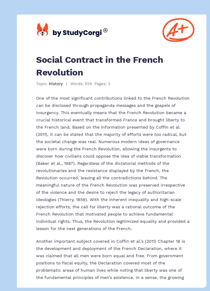 Social Contract in the French Revolution. Page 1