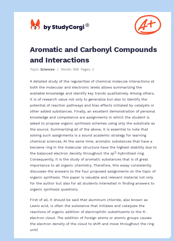 Aromatic and Carbonyl Compounds and Interactions. Page 1