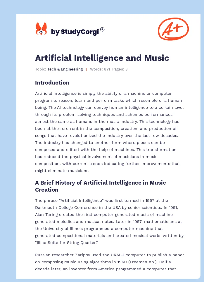Artificial Intelligence and Music. Page 1