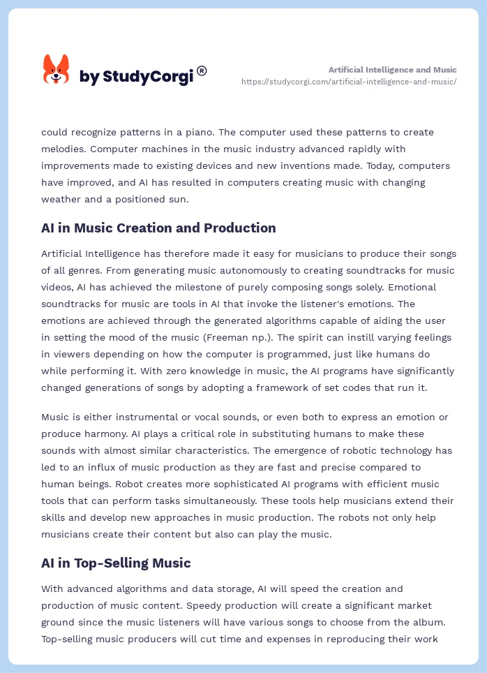 Artificial Intelligence and Music. Page 2