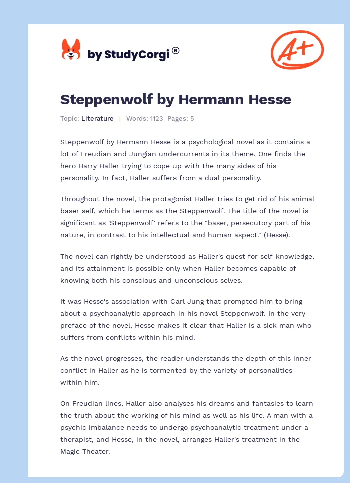 Steppenwolf by Hermann Hesse. Page 1