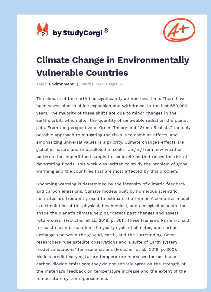 Climate Change in Environmentally Vulnerable Countries. Page 1