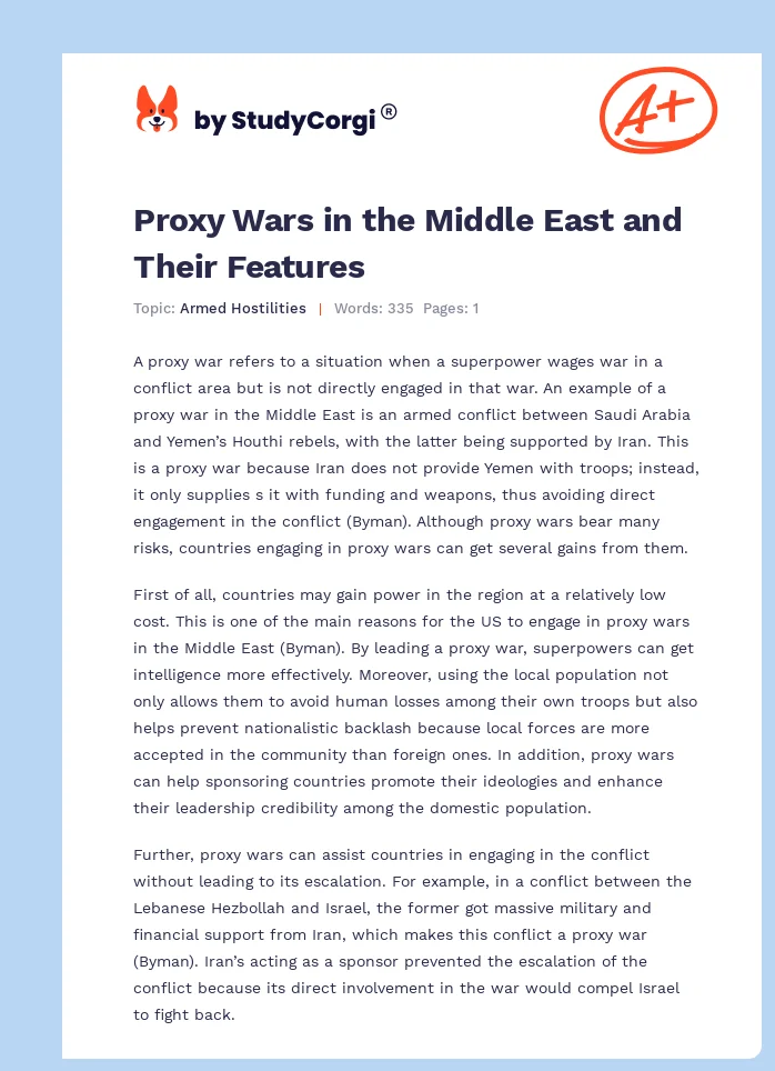 Proxy Wars in the Middle East and Their Features. Page 1