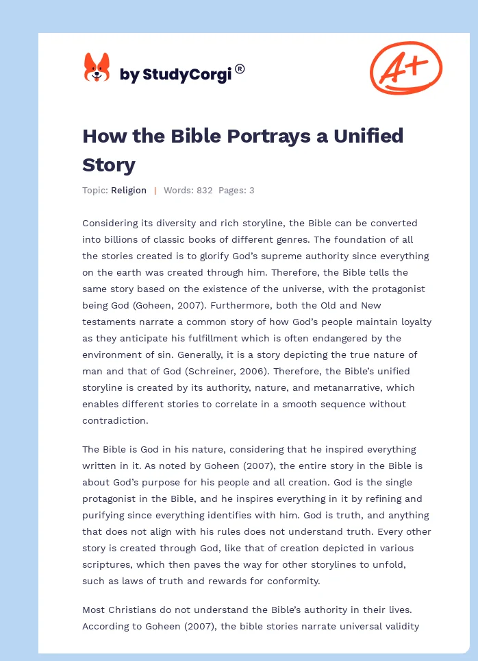 How the Bible Portrays a Unified Story. Page 1