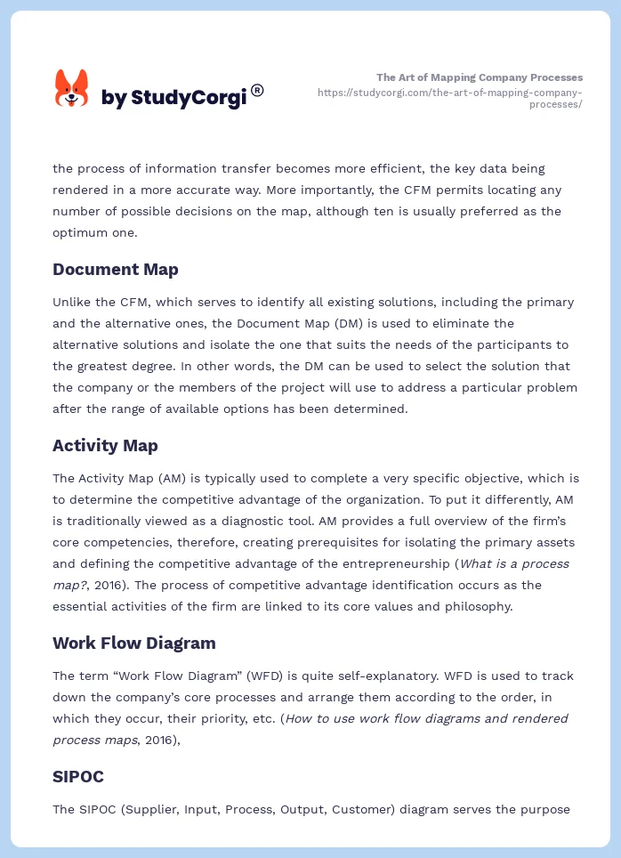 The Art of Mapping Company Processes. Page 2