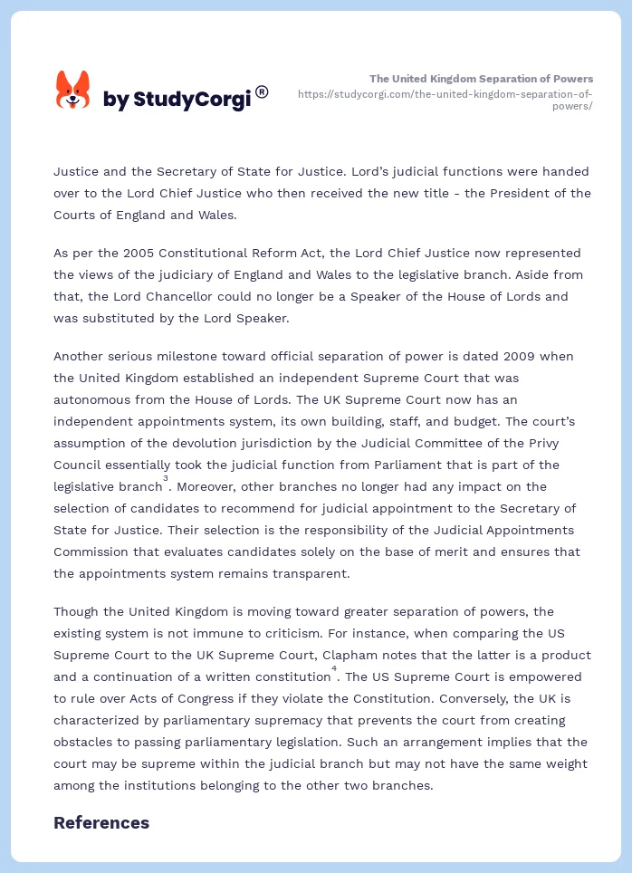 The United Kingdom Separation of Powers. Page 2