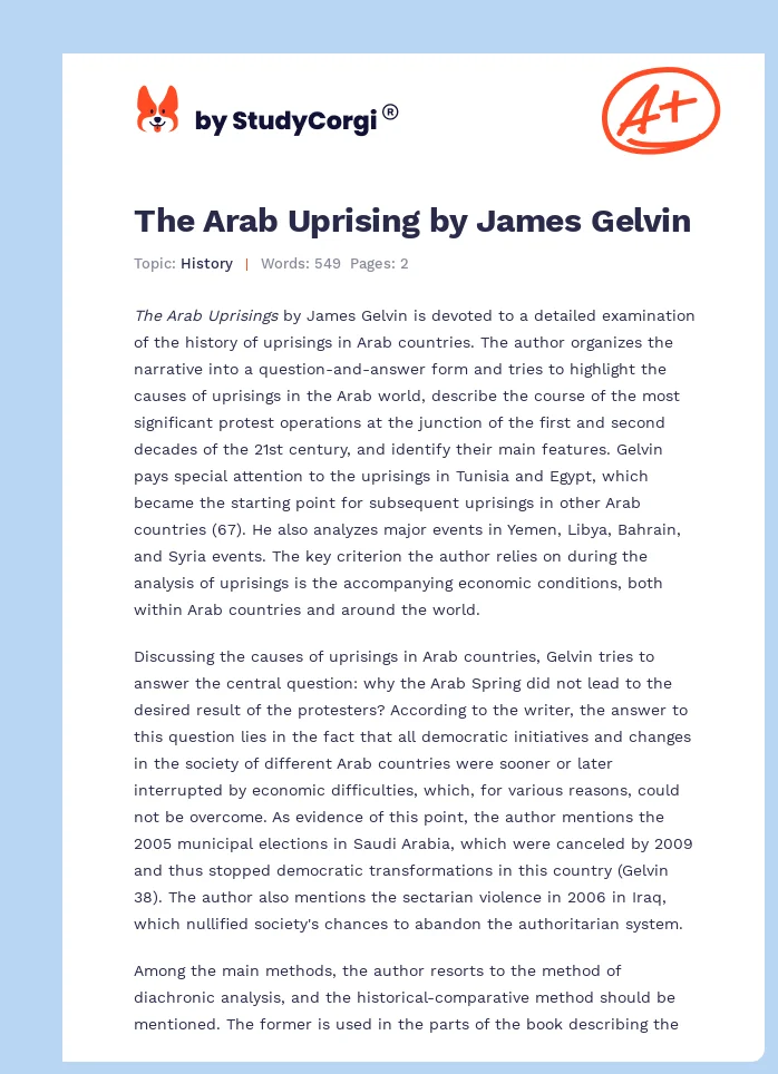 The Arab Uprising by James Gelvin. Page 1