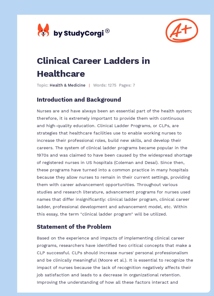 Clinical Career Ladders in Healthcare. Page 1
