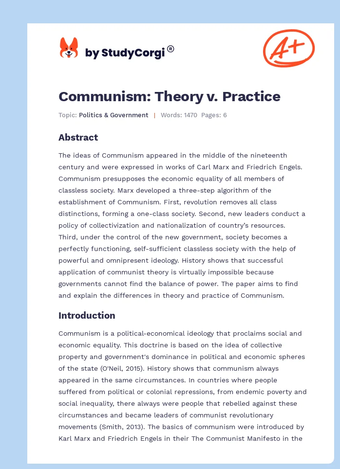 Communism: Theory v. Practice. Page 1