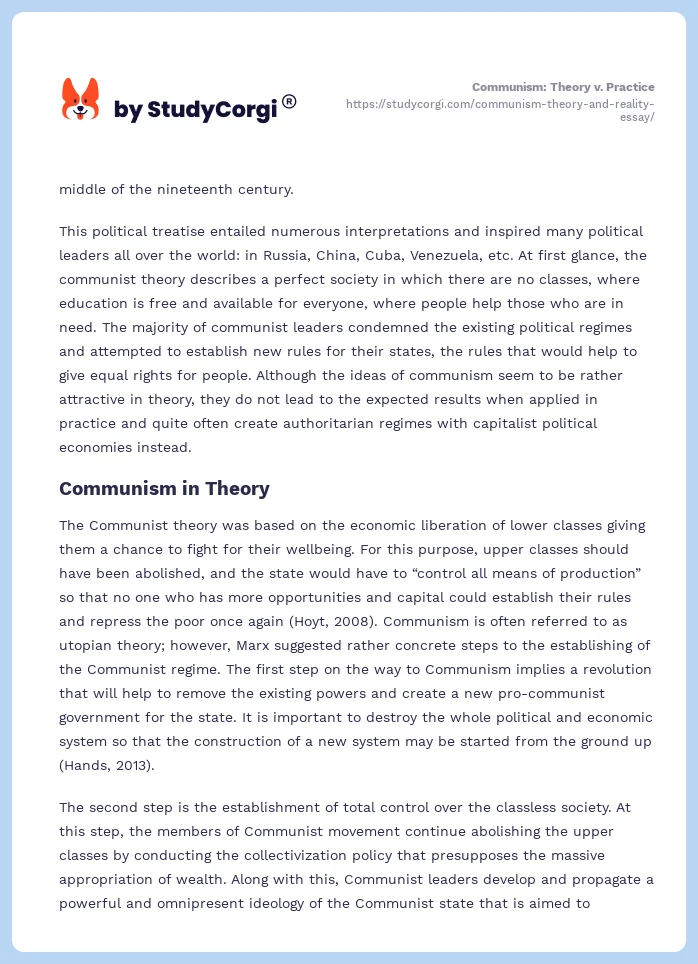 Communism: Theory v. Practice. Page 2