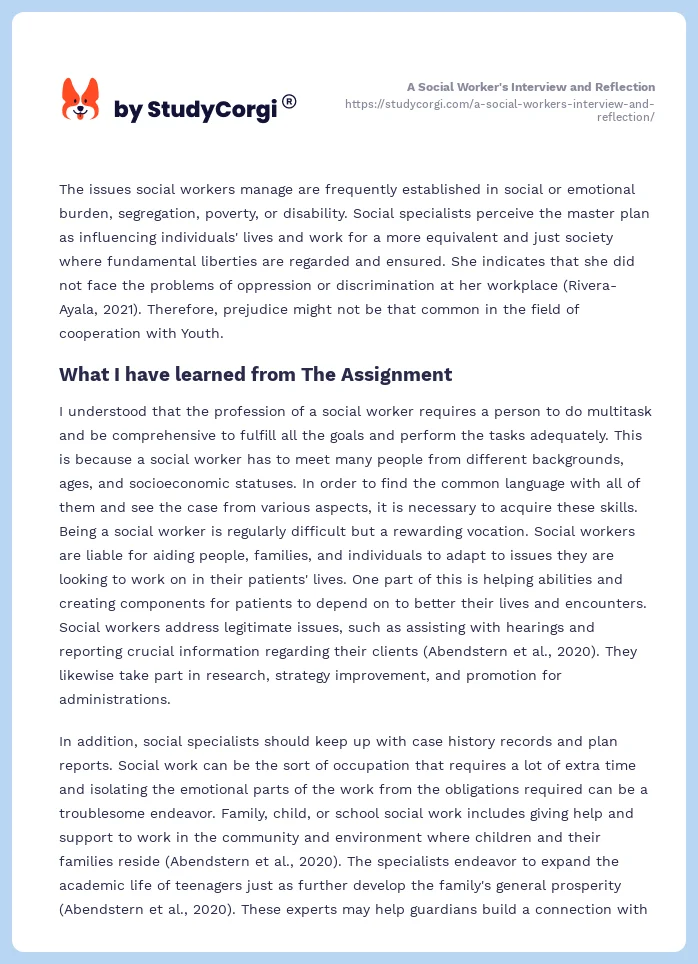 A Social Worker's Interview and Reflection. Page 2