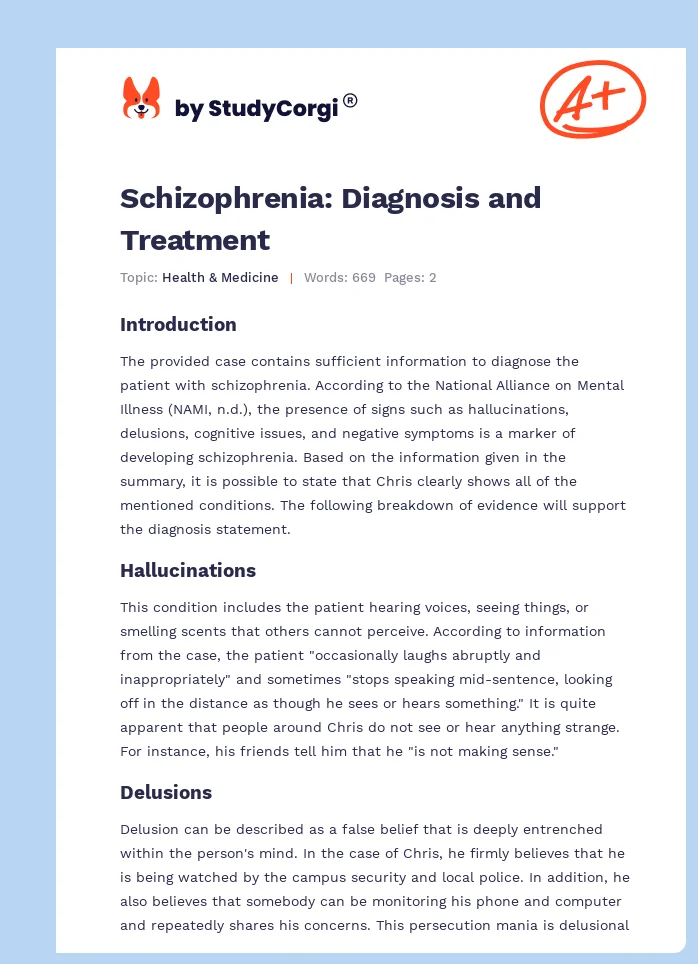Schizophrenia: Diagnosis and Treatment. Page 1