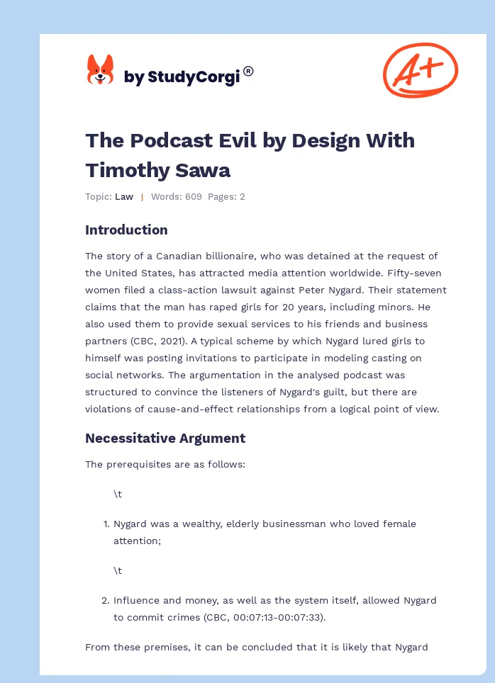 The Podcast Evil by Design With Timothy Sawa. Page 1