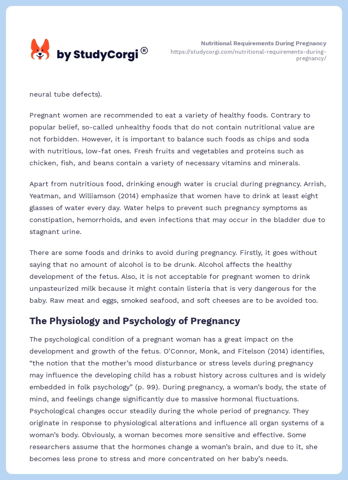 Nutritional Requirements During Pregnancy. Page 2