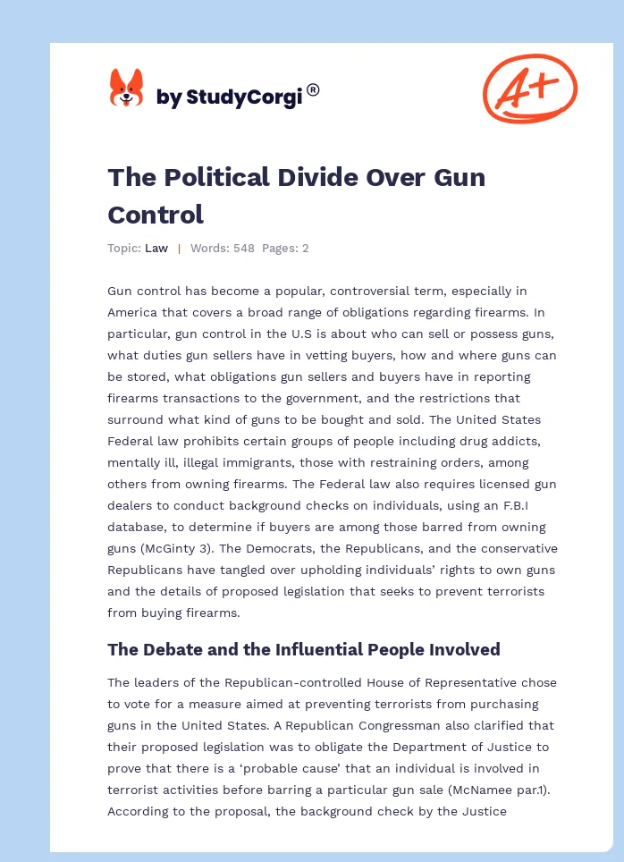 Gun Control in the United States. Page 1