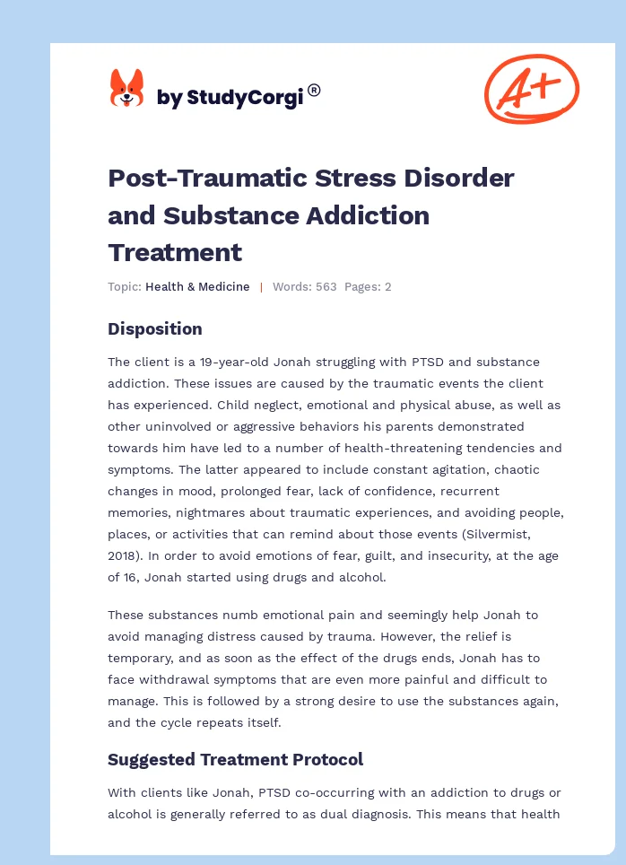 Post-Traumatic Stress Disorder and Substance Addiction Treatment. Page 1