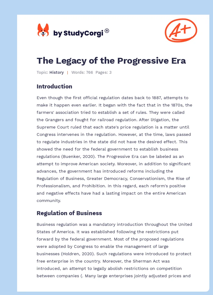The Legacy of the Progressive Era. Page 1