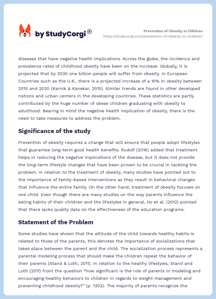 Prevention of Obesity in Children. Page 2