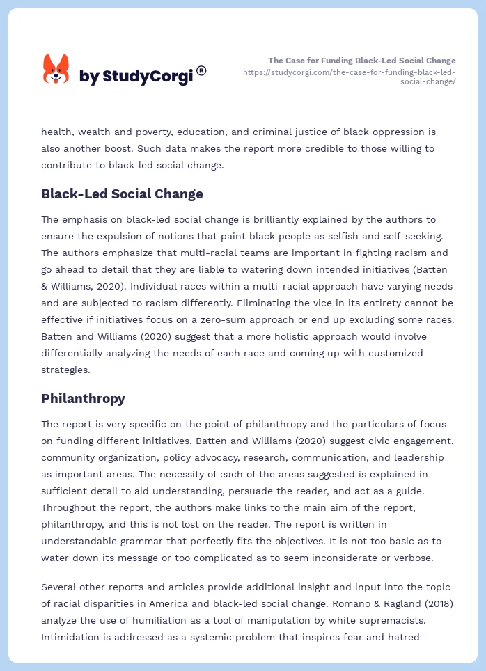 The Case for Funding Black-Led Social Change. Page 2