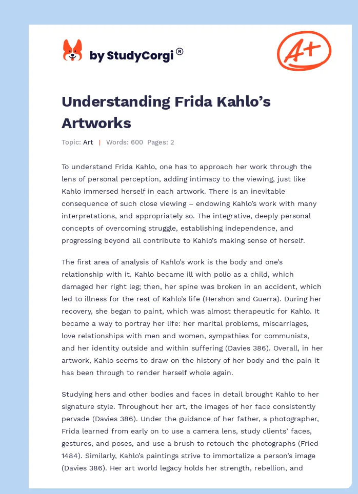 Understanding Frida Kahlo’s Artworks. Page 1