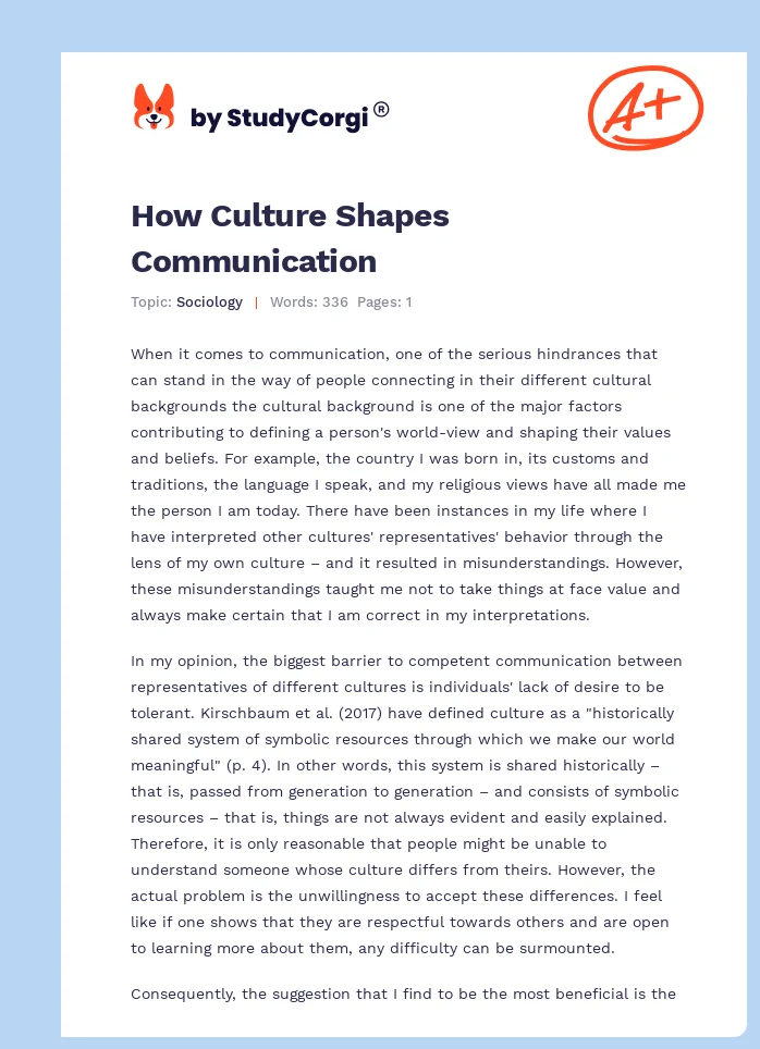 How Culture Shapes Communication. Page 1