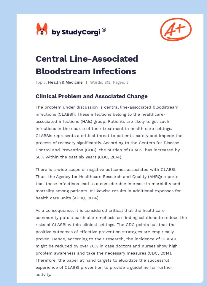 Central Line-Associated Bloodstream Infections. Page 1
