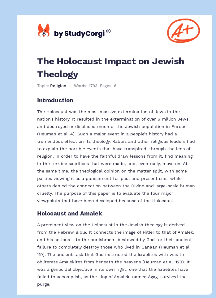 The Holocaust Impact on Jewish Theology. Page 1