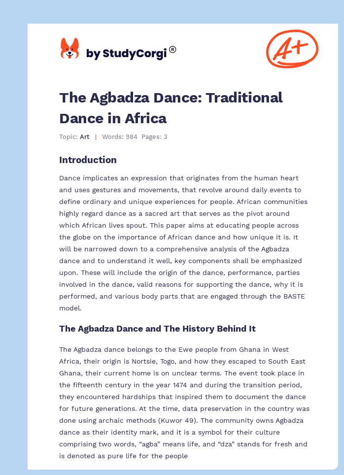The Agbadza Dance: Traditional Dance in Africa. Page 1