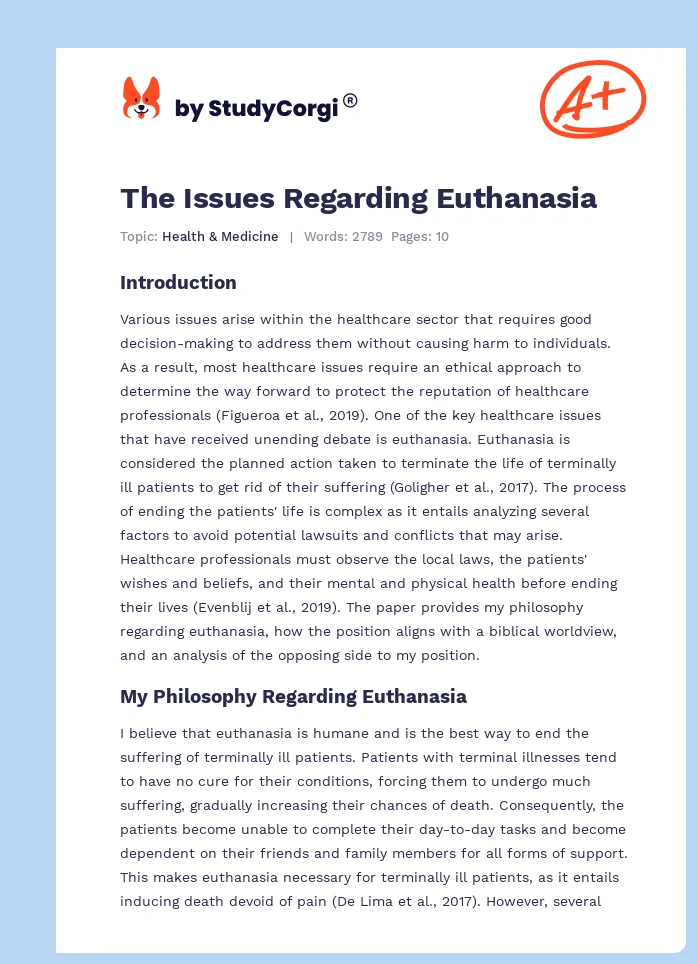 The Issues Regarding Euthanasia. Page 1
